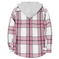 thumbnail image 5 of Cuzibr Girls Winter Coats Stylish Hooded Classic Plaid Shirt Jacket Stylish Long Sleeve Button Down Front Pocket Casual Loose Fit Comfortable Kids Outwear,Pink,10-11 Years, 5 of 5