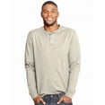 thumbnail image 1 of Hanes Mens Beefy-T Long-Sleeve Henley, L, Pebblestone Crossdye, 1 of 4