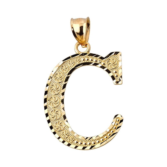 Fine 14k Yellow Gold Initial Letter C Charm Pendant, 1"