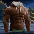 thumbnail image 5 of Men's Muscle Graphic Print Hoodie, Casual Long Sleeve Pullover Sweatshirt, Novelty Design Streetwear for Christmas Gift, Halloween, Party and Lounge Wear,Brown,XL, 5 of 5