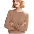 thumbnail image 5 of WTOBBY Women's Casual Lace Round Neck Base Layer Sweater, Knitted Long Sleeve Solid Color Top with Decorative Lace, Elegant and Comfortable Wear,Camel S, 5 of 5