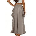 thumbnail image 5 of Jsaierl Women's Casual Cargo Maxi Skirt, Elastic Waist Ruched Long Skirt with Side Pockets, Breathable A-Line Skirt for Streetwear Outdoor Daily Wear, 5 of 6