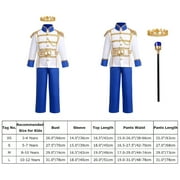 IBTOM CASTLE Boys Prince Charming Costume Halloween Cosplay Dress up Birthday Party Medieval Royal Prince Outfits for Toddler Child 10-12 Years Blue 4pcs