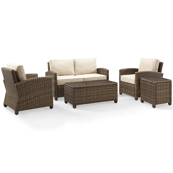 Crosley Furniture Bradenton 5 Piece Metal Patio Sofa Set in Brown/Sand
