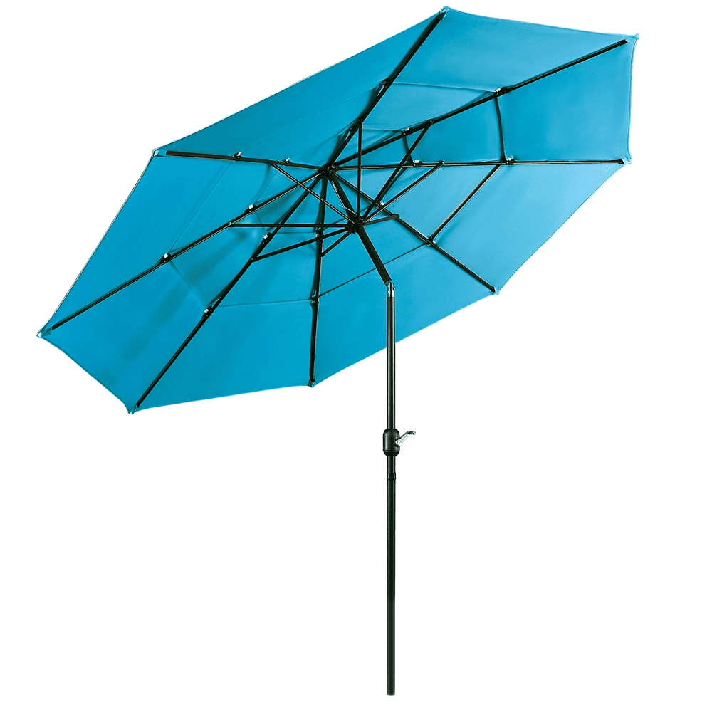 Renwick 10ft 3 Tier Vented Patio Umbrella with 8 Sturdy Ribs, Sky Blue
