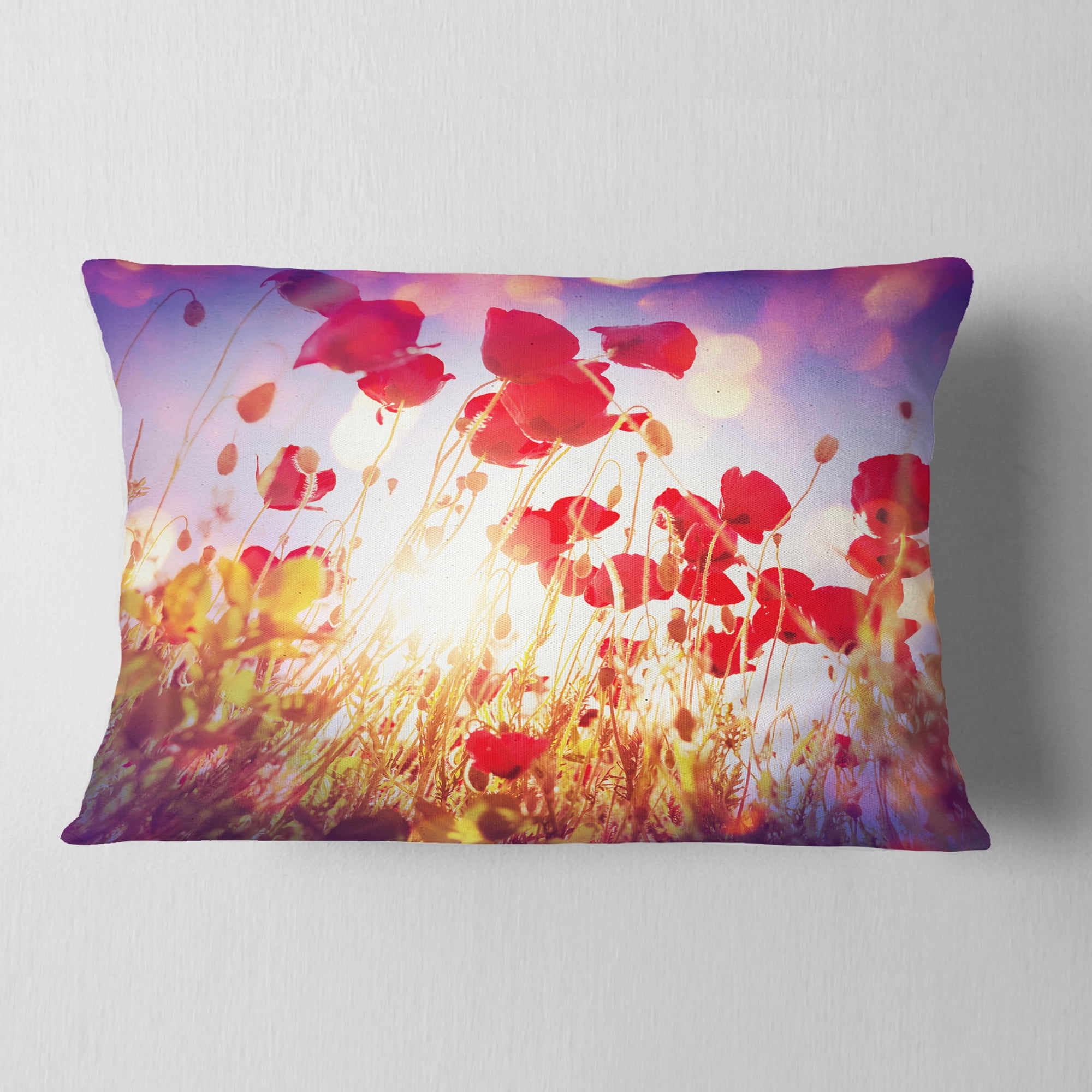Designart 12" x 20" Blue Polyester Throw Pillow