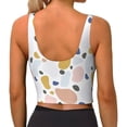 thumbnail image 3 of Xecao Geometric Spots for Sports Bra with Removable Pads, Crop Tank Top Design, Women's Longline Sports Bra - Non-Wired - Small, 3 of 9