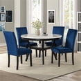 thumbnail image 2 of New Classic Furniture Celeste 5-Pc Faux Marble/Wood Dining Set w/ 4 Chair-Blue, 2 of 13
