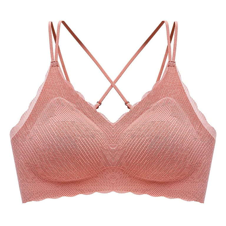 Everyday Bras Wireless Push Up Bras Seamless Lace Clearance Women's Push-up  Non-slip Lace Flower Surface Beautiful Back Seamless Push-up 1pc Bra