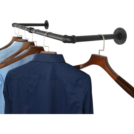 Industrial Iron Clothing Garment Rack Wall Mounted Closet Rod Retail ...