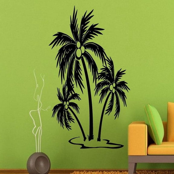 Palm Tree Wall Decals Beach Trees Bathroom Decoration Wall Sticker Waterproof Home Decor Art Vinyl Murals 103x59cm
