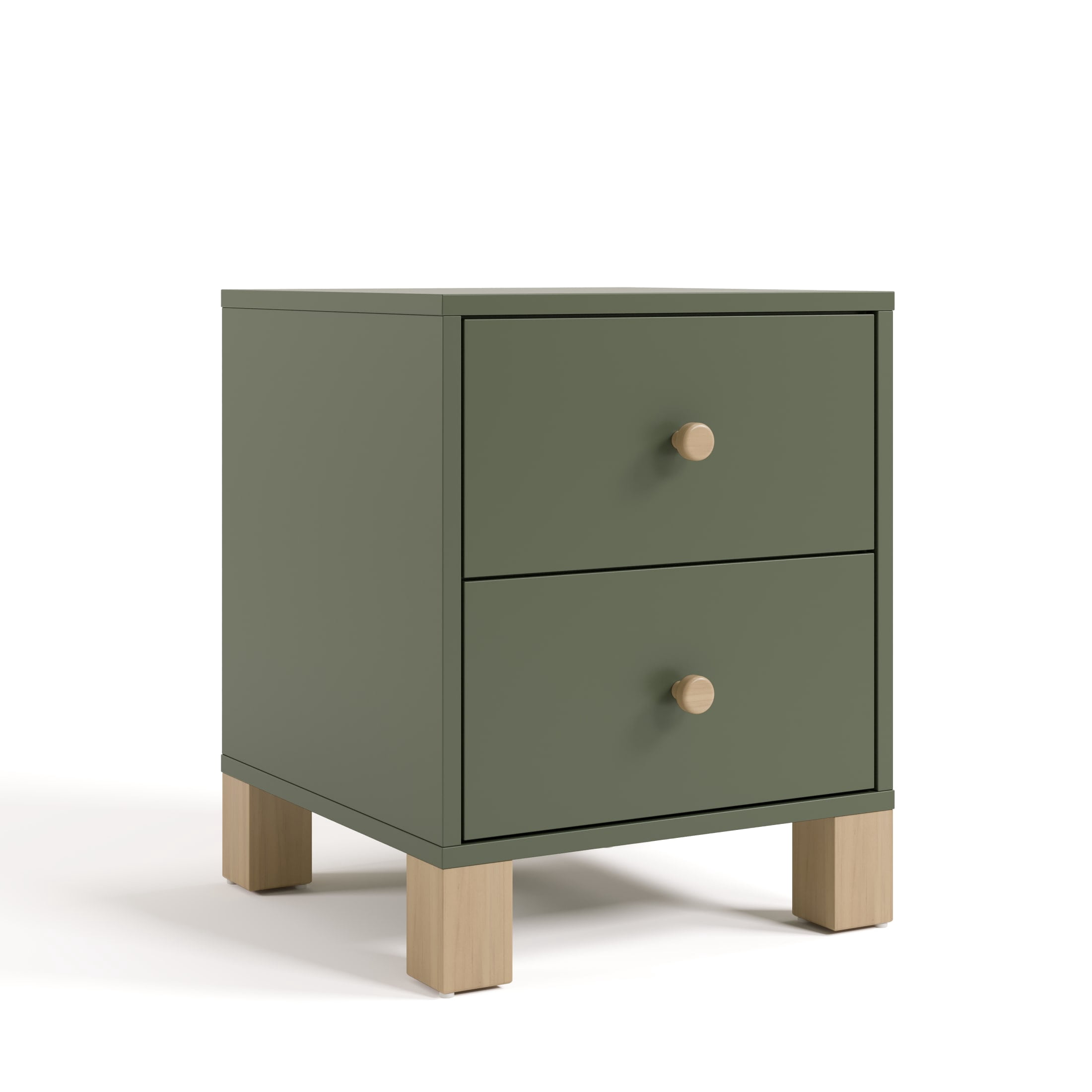 Storkcraft California 2 Drawer Nightstand, Olive and Driftwood