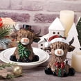 thumbnail image 4 of Christmas Highland Cow Resin Figurine, Festive Christmas Themed, 1 Pack Tabletop Decoration, Ideal for Holiday Home Shelf Mantel Desk Display Christmas Party Indoor Decor, 4 of 5