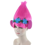 HPO Teens Magical Troll Princess Pink Updo Wig , Pink Cosplay Halloween Wig , Premium Breathable Capless Cap