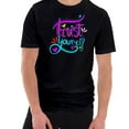 thumbnail image 3 of Oversized Trust Yourself Phrase Graphic Design Short Sleeve Cotton Jersey T-Shirt - Black XL, 3 of 4