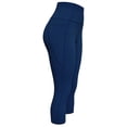 thumbnail image 3 of Cadmus Womens 3 Pack High Waist Tummy Control Capri Yoga Leggings with Pockets, Black/Grey/Navy Blue, 2XL, 3 of 5