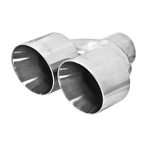 Flowmaster 15391 Exhaust Tip - Dual 4.00 in. Angle Cut Polished SS Fits 2.50 in. Tubing - Weld on