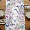 thumbnail image 5 of Table Runners 72 Inches Long Dress Scarves, Pink Flowers Farmhouse Kitchen/Dining Table Runner, Coffee Tablerunners, Spring Floral Purple Butterflies Watercolor 18x72 Inch, 5 of 9