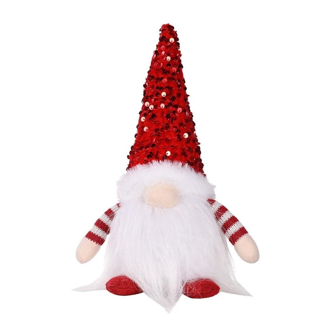 TQEHS Gnomo navideño iluminado Fgbetcv, gnomo iluminado para decoración navideña con luz, tomte sueco escandinavo hecho a mano con sombrero largo de lentejuelas, elfo Gonk para decoración de interiore