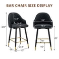 thumbnail image 3 of StnTalk Bar Stools Set of 2, Counter Height Barstools with Backs, Black PU Leather Kitchen Stools with Gold Footrest & Stable Metal Legs, Modern Upholstered Chairs for Kitchen Island, 3 of 9