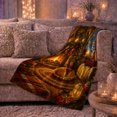 thumbnail image 6 of Rustic Winter Hearth Christmas Cat Sleeping By Fireplace, Festive Pet Portrait Pattern, Warm Flannel Blanket for Living Room and Bedroom, Cat Lovers Christmas Gift, Pet Lover Home Decor, 6 of 9