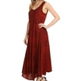 thumbnail image 3 of Sakkas Beverlee Embroidered Button Down Sleeveless Caftan Dress - Red - 1X/2X, 3 of 5