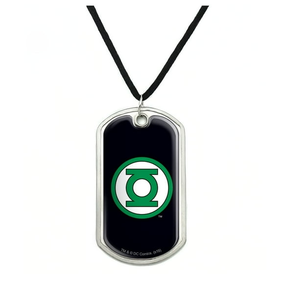 Green Lantern Logo Military Dog Tag Pendant Necklace with Cord