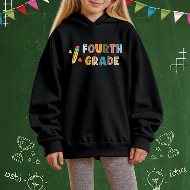 Chandail en Molleton pour Enfants à Manches Longues, Chandail à Capuche Imprimé, Col Rond, Chandail Mignon, Coupe Décontractée, Vêtements d'Automne, Chandails en Molleton pour Filles 7-8 Ans