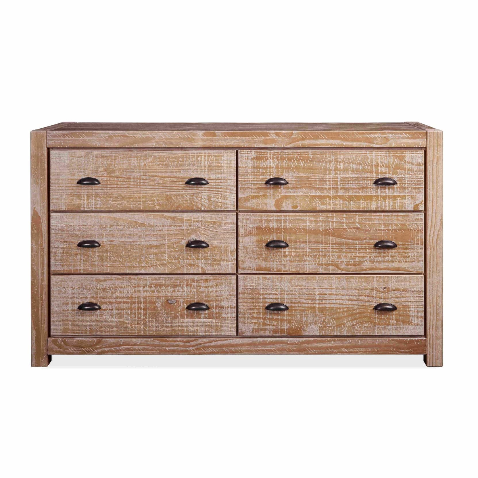 Grain Wood Furniture Montauk 6-Drawer Dresser Driftwood Finish, Solid Wood Construction