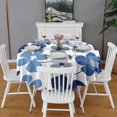 thumbnail image 2 of Blue Pioneer Flower Round Tablecloth 60" X 60",Wrinkle Wipeable Table Cloth for Kitchen Dining Room Picnic Patio Party, 2 of 6