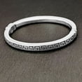 thumbnail image 4 of Silverly Women's 925 Sterling Silver Polished Greek Key Pattern Hinged Bangle Cuff Bracelet, 4 of 4