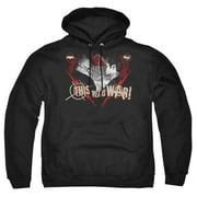 Trevco Sportswear BVS132-AFTH-5 Batman vs Superman This Means War Adult Pullover Hoodie, Black - 2X