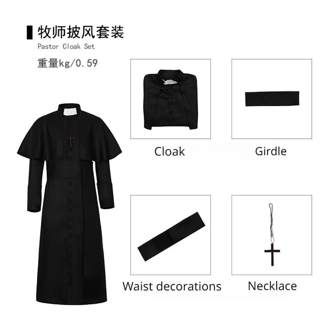 Disfraz de pastor mago sacerdote medieval, túnica de la muerte para Halloween, conjuntos de pastor para cosplay para hombres y mujeres, disfraz medieval, disfraz