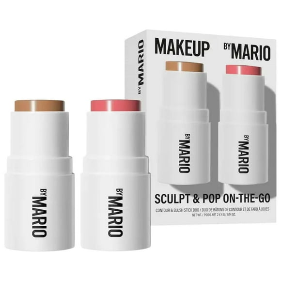 Maquillaje de Mario Sculpt & Pop On the Go Contour & Blush Stick Duo Set de regalo de maquillaje - Medio claro y rosa dulce