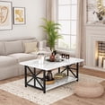 thumbnail image 2 of Coffee table, modern coffee table with storage shelf, marble coffee table for living room, center table, coffee table, white, 2 of 7