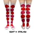 thumbnail image 6 of COUVER Women’s Thigh High Over Knee Fashion Argyle Socks, White Red Fuchsia, Medium, 2 Pairs, 6 of 8