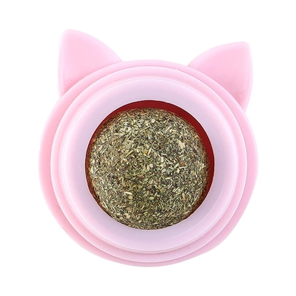 Cat Catnip Lick Ball Adhesive Cleaning Rotatable Catnip Toy Nutrition Cat Pink