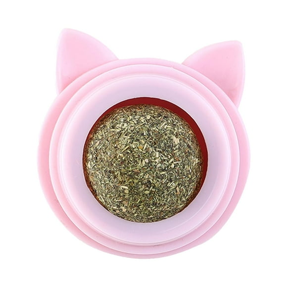 Bola de hierba gatera para lamer, limpieza, nutrición, juguete giratorio de hierba gatera, golosinas adhesivas para lamer gato rosa