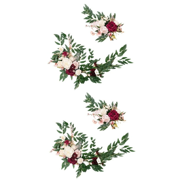 Guirnalda de flores artificiales con arco de rosas para boda, centro de mesa 2 rojo rosa
