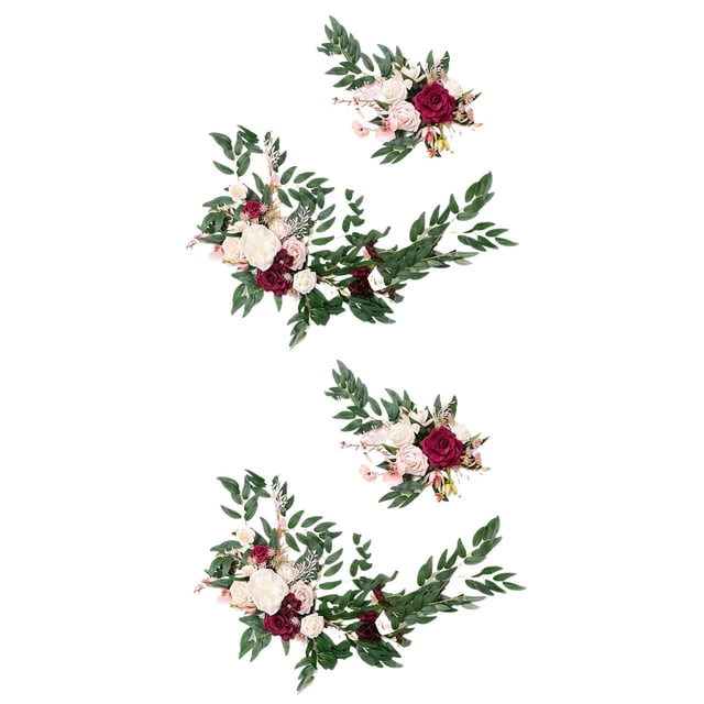 Guirnalda de flores artificiales con arco de rosas para boda, centro de mesa 2 rojo rosa