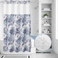 thumbnail image 2 of No Hook Shower Curtain, Blue Floral Shower Curtains for Bathroom with See Through Top Window, Spring Botanical Flowers Leaves Vintage Waterproof & Washable Bath Curtain Small Stall 36"x78", 2 of 9