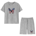 thumbnail image 6 of BaoFuBaoMei Girls Independence Day Outfits Summer 4th of July Vacation Travel Outfits Short Sleeve Tops and Shorts Sets, 6 of 9