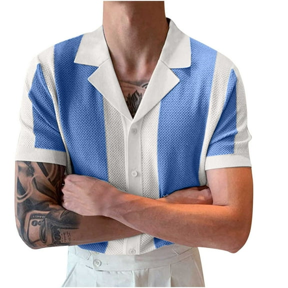 IROINNID Men's Casual Hawaiian Style Print Short Sleeve Comfy Blouse