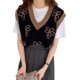 thumbnail image 1 of VISgogo - Chaleco de punto con cuello en V para mujer, diseño de flores a la moda, camisetas sin mangas apiladas VISgogo  moda, 1 of 6