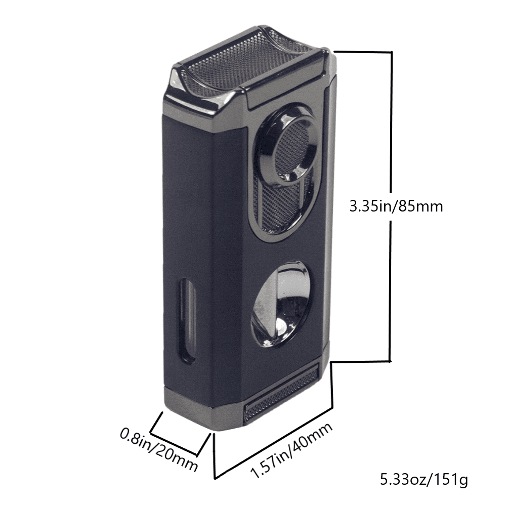 1 Premium Triple Jet Flame Torch Lighter with Built-In Cigar Punch and Top Holder – Sleek V-Cut Tool Design, Windproof Blue Flame, Refillable Butane, Ideal for Cigar Enthusiasts