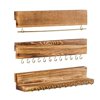 Jewelry Organizer Wall Mounted Set of 3, Wood Hanging Jewelry Organizer Holder with Removable Bracelet Rod and 24 Hooks,for Hanging Rings, Earrings, Necklace Holder (Toasted brown)