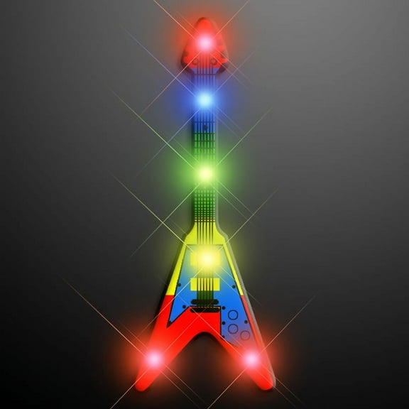 FlashingBlinkyLights Flying V Guitar Flashing Blinking Light Up Body Lights Pins