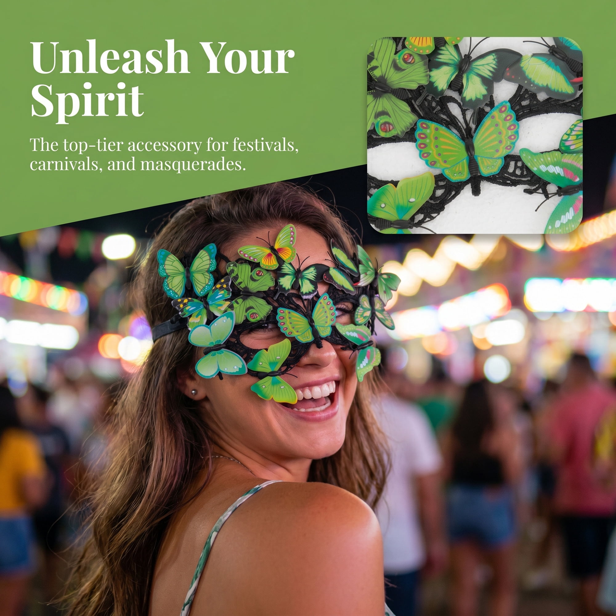 Unique Bargains Butterfly Masquerade Venetian Mask for Costume Party Green 9.8" x 7.1"