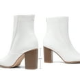thumbnail image 2 of BURUDANI Women's Ankle Boots low Heel Side Zip Chunky Booties White-Pu Size 8.5, 2 of 6