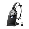 thumbnail image 1 of TECKNET Auriculares Bluetooth 5.0 con micrófono para PC, auriculares inalámbricos USB con micrófono para el trabajo, 40 horas de tiempo de trabajo AI cancelación de ruido en la oreja auriculares Bluet, 1 of 5